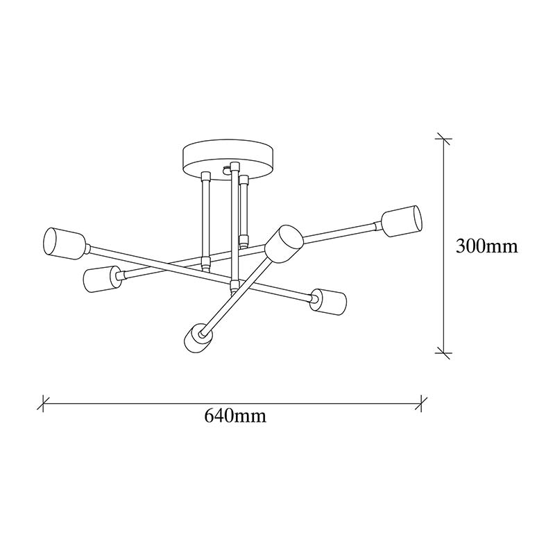 Ceiling light PWL-0102 pakoworld Ε27 in cooper matte color D64x30cm