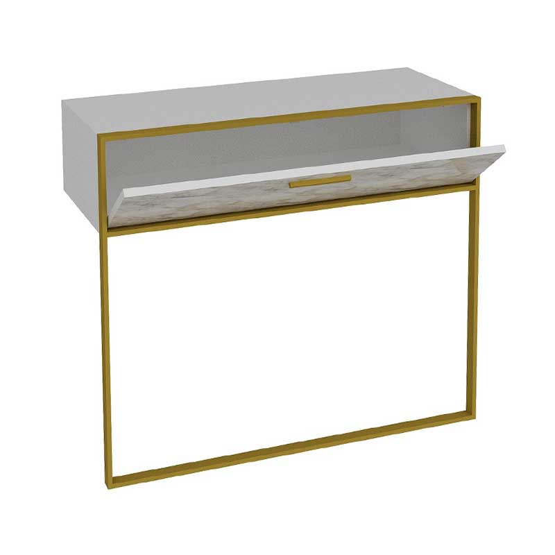 Console Marble pakoworld in white marble color with golden metal legs 90x38.5x77cm