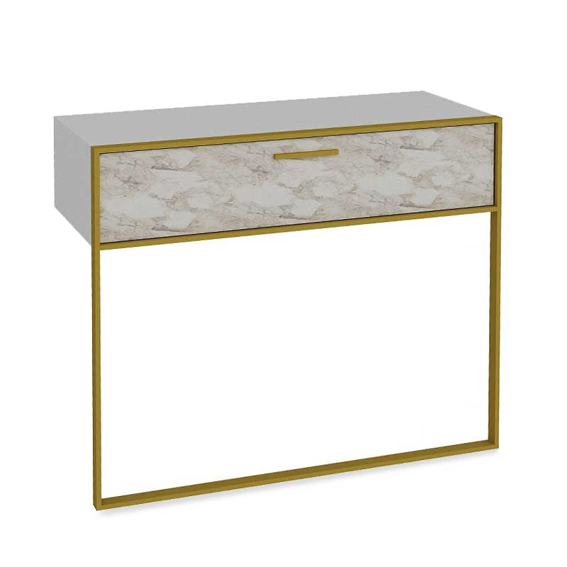 Console Marble pakoworld in white marble color with golden metal legs 90x38.5x77cm