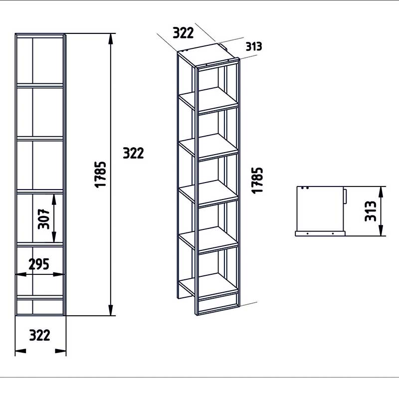 Bookcase Marble pakoworld in white marble color with golden metal frame 32x38,5x178,5cm