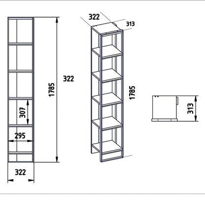 Bookcase Marble pakoworld in white marble color with golden metal frame 32x38,5x178,5cm