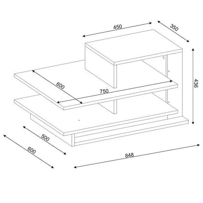 Coffee table PWF-0308 pakoworld in walnut - white color 85x60x43.5cm