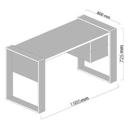 Study desk PWF-0311 pakoworld in walnut - white color 158,5x60x72,5cm