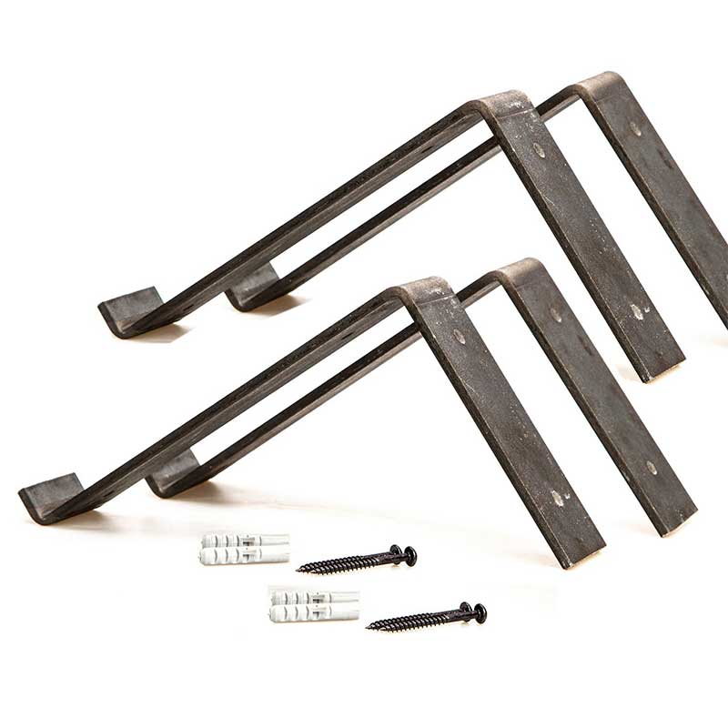 Wall Shelf 2 pcs PWF-0314 pakoworld walnut - black 60x14x16cm