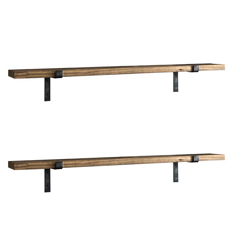 Wall Shelf 2 pcs PWF-0314 pakoworld walnut - black 60x14x16cm