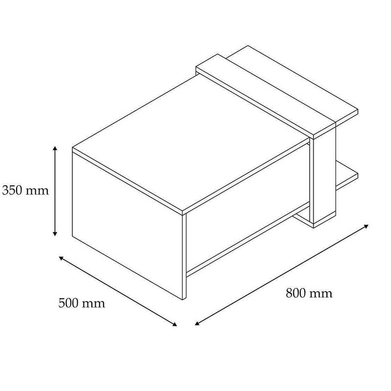 Coffee table PWF-0312 pakoworld in light walnut - white color 90x60x37.5cm