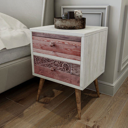 Nightstand Virtue pakoworld in white grey-walnut 40x35x55cm