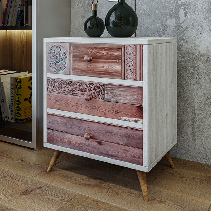 Chest of 3 drawers Virtue pakoworld in white grey-walnut 50x35x68cm