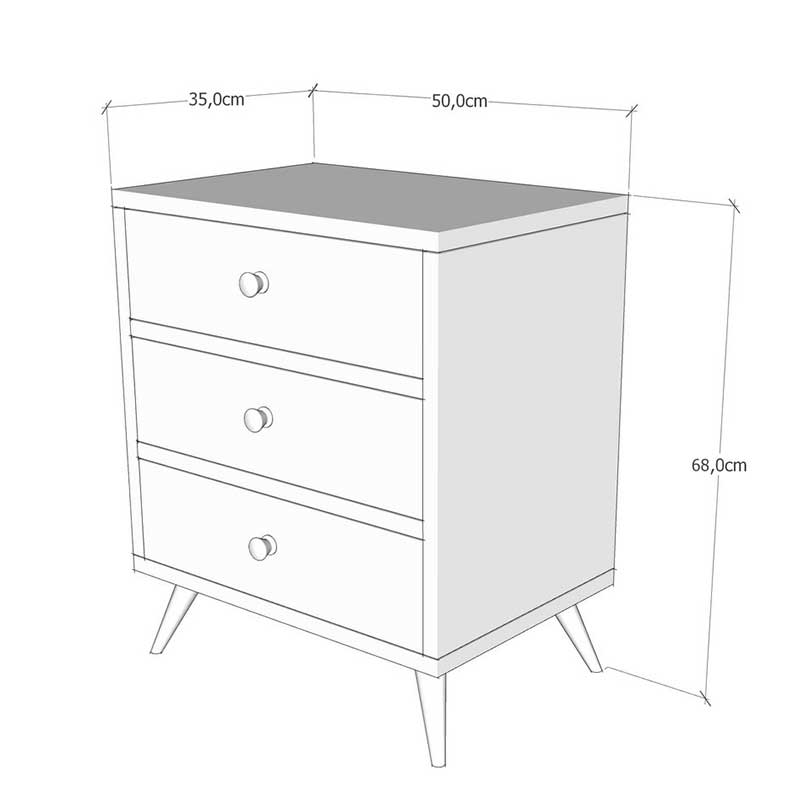 Chest of 3 drawers Virtue pakoworld in white grey-walnut 50x35x68cm