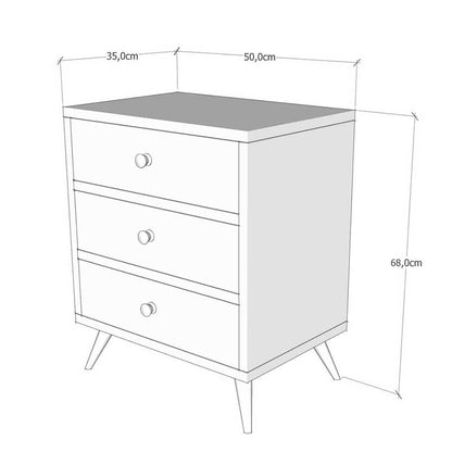 Chest of 3 drawers Virtue pakoworld in white grey-walnut 50x35x68cm