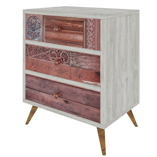 Chest of 3 drawers Virtue pakoworld in white grey-walnut 50x35x68cm