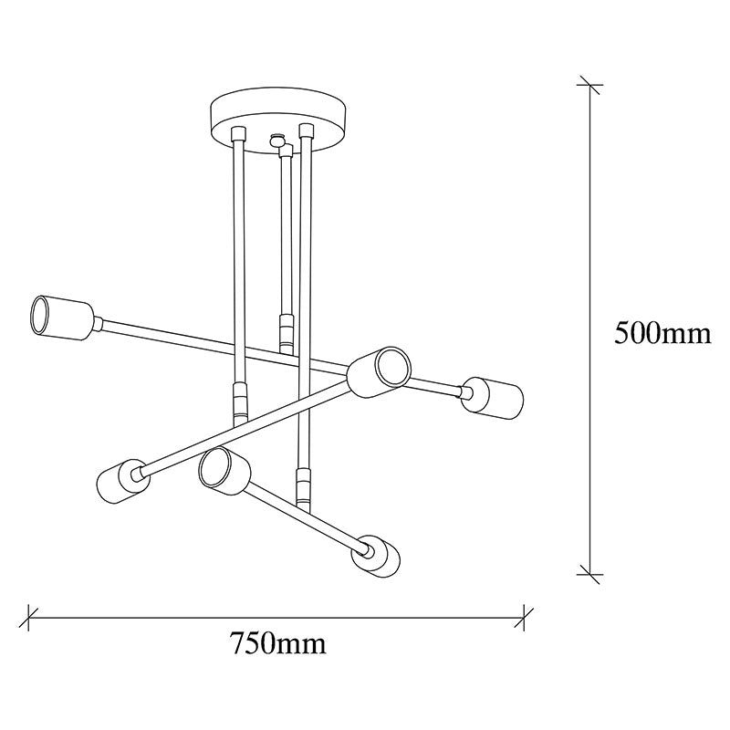 Ceiling light PWL-0102 pakoworld Ε27 in black color D75x50cm