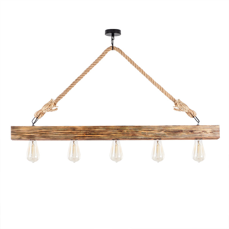 Ceiling light PWL-0157 pakoworld Ε27 five-light walnut 100x7x53cm