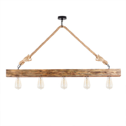 Ceiling light PWL-0157 pakoworld Ε27 five-light walnut 100x7x53cm