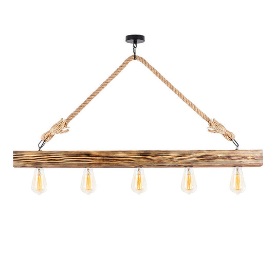 Ceiling light PWL-0157 pakoworld Ε27 five-light walnut 100x7x53cm