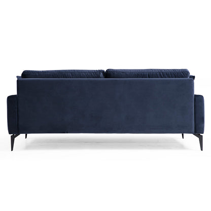 3-seater sofa Fortune pakoworld velvet navy blue-black 205x88x90cm