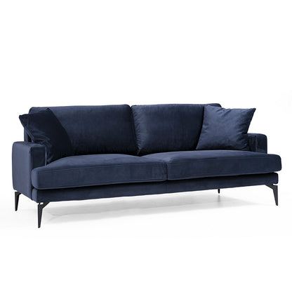 3-seater sofa Fortune pakoworld velvet navy blue-black 205x88x90cm