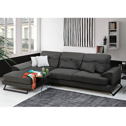 Corner sofa PWF-0503 pakoworld right corner velvet anthracite-black 308x190x100/92cm