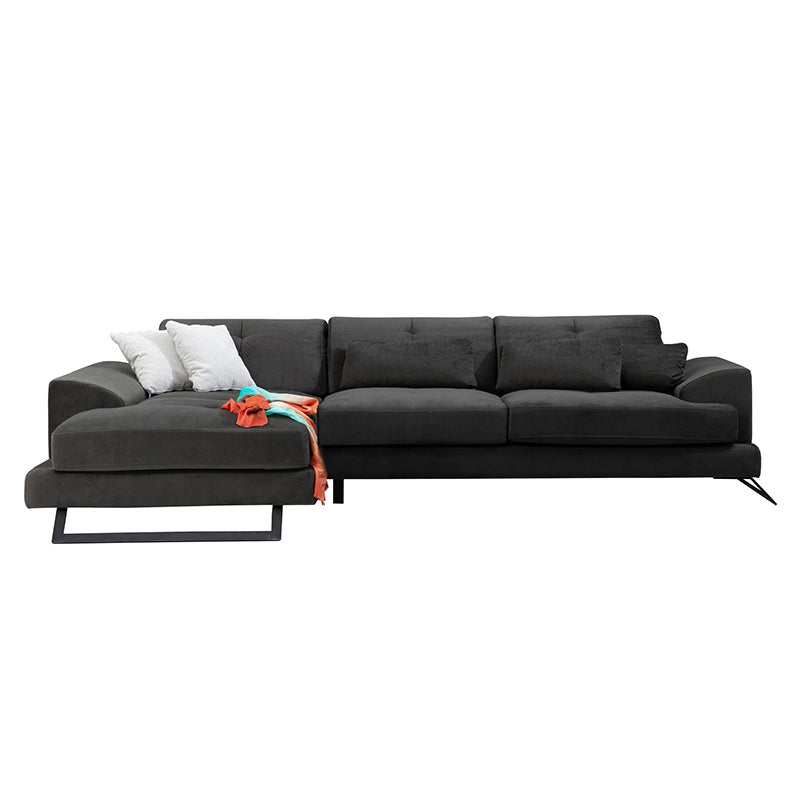 Corner sofa PWF-0503 pakoworld right corner velvet anthracite-black 308x190x100/92cm