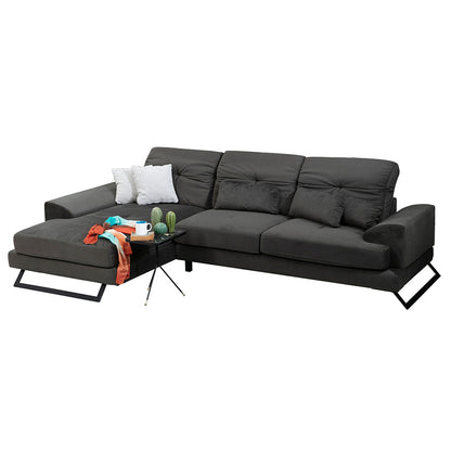 Corner sofa PWF-0503 pakoworld right corner velvet anthracite-black 308x190x100/92cm