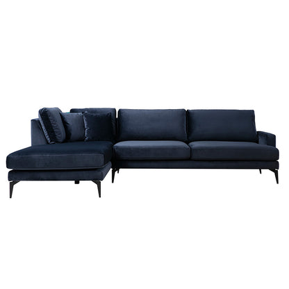 Corner sofa Fortune pakoworld right corner velvet blue-black 283x180x88cm