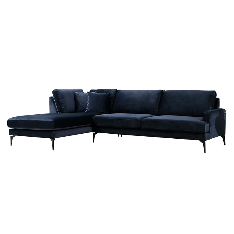 Corner sofa Fortune pakoworld right corner velvet blue-black 283x180x88cm