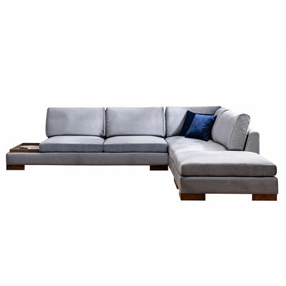 Corner sofa PWF-0506 pakoworld left corner dark grey-walnut fabric 313x193x80cm