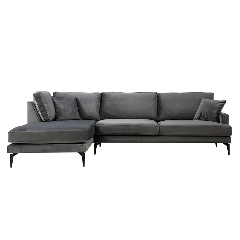 Corner sofa Fortune pakoworld right corner velvet anthracite-black 283x180x88cm