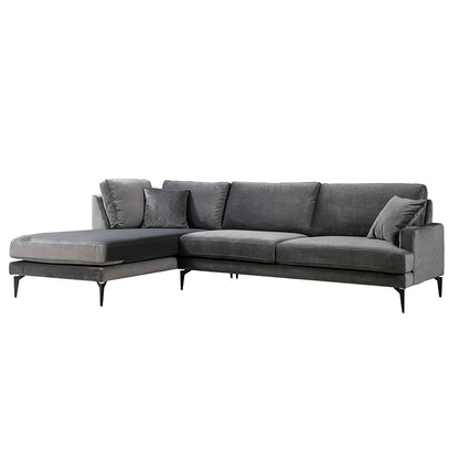 Corner sofa Fortune pakoworld right corner velvet anthracite-black 283x180x88cm