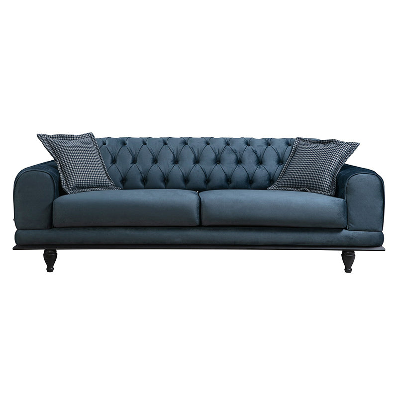 3-seater sofa-bed PWF-0514 pakoworld velvet blue-black 220x90x80cm