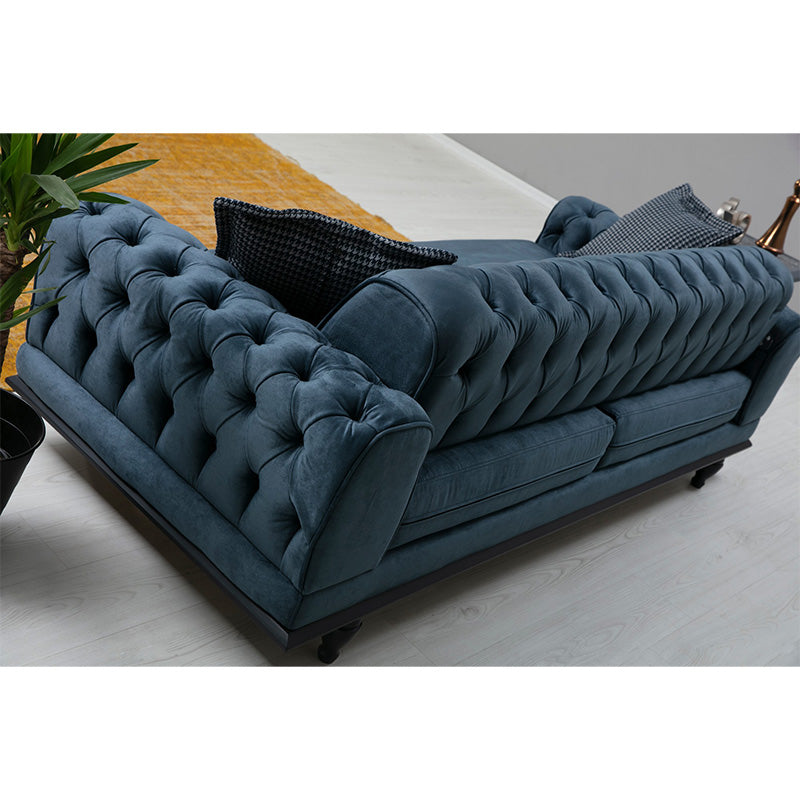 3-seater sofa-bed PWF-0514 pakoworld velvet blue-black 220x90x80cm