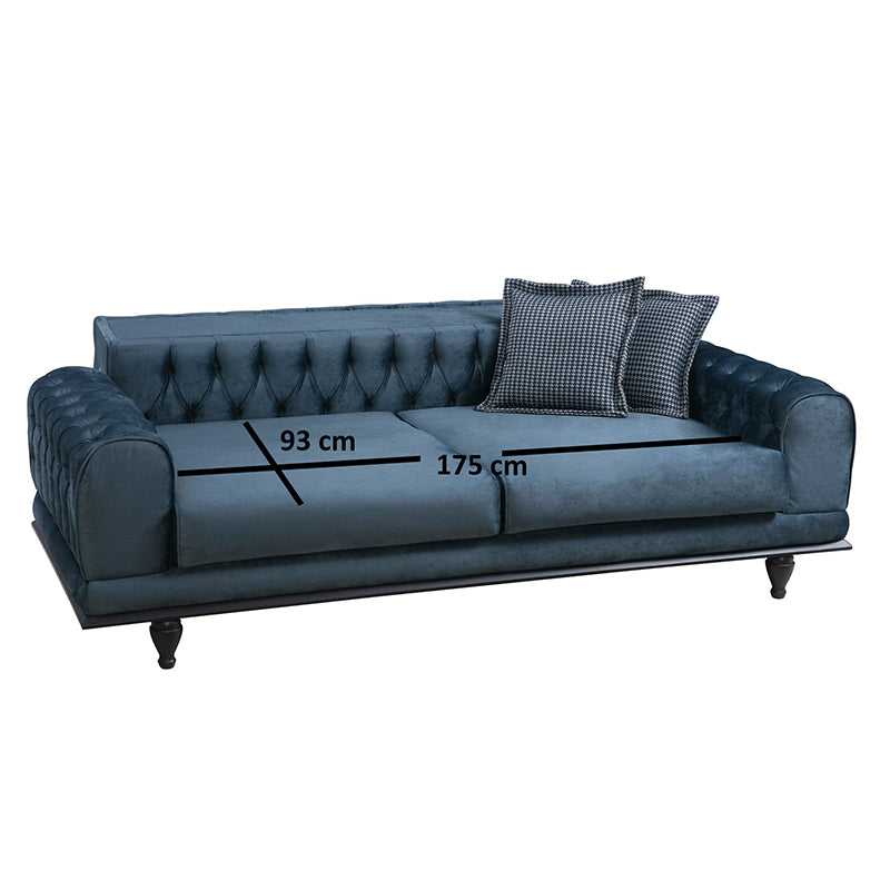 3-seater sofa-bed PWF-0514 pakoworld velvet blue-black 220x90x80cm