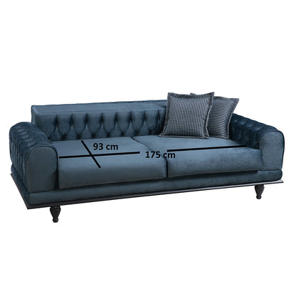 3-seater sofa-bed PWF-0514 pakoworld velvet blue-black 220x90x80cm