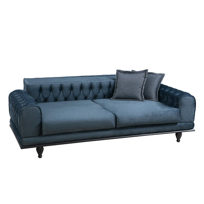 3-seater sofa-bed PWF-0514 pakoworld velvet blue-black 220x90x80cm