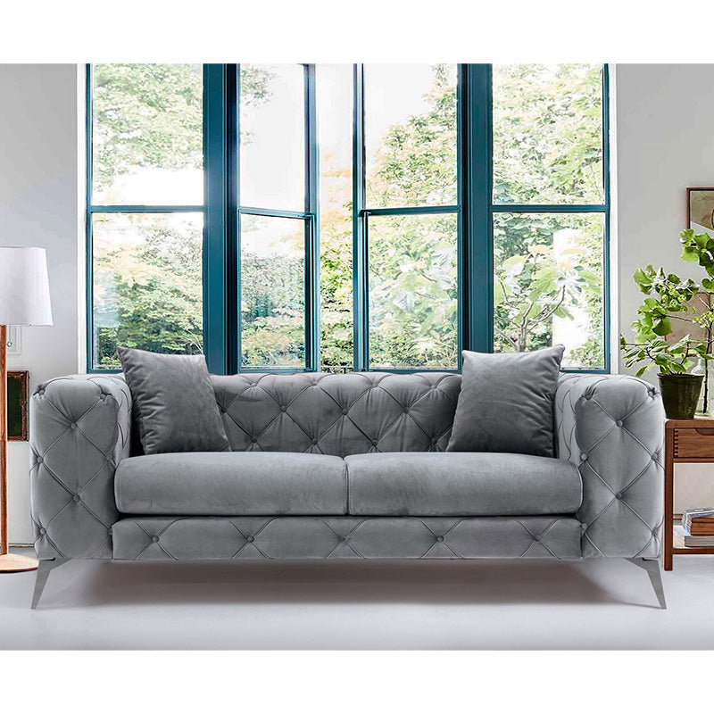 2-seater sofa PWF-0502 pakoworld gray-chrome velvet 197x90x73cm