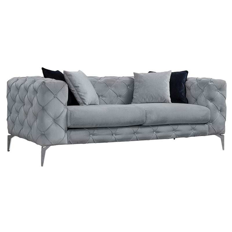 2-seater sofa PWF-0502 pakoworld gray-chrome velvet 197x90x73cm