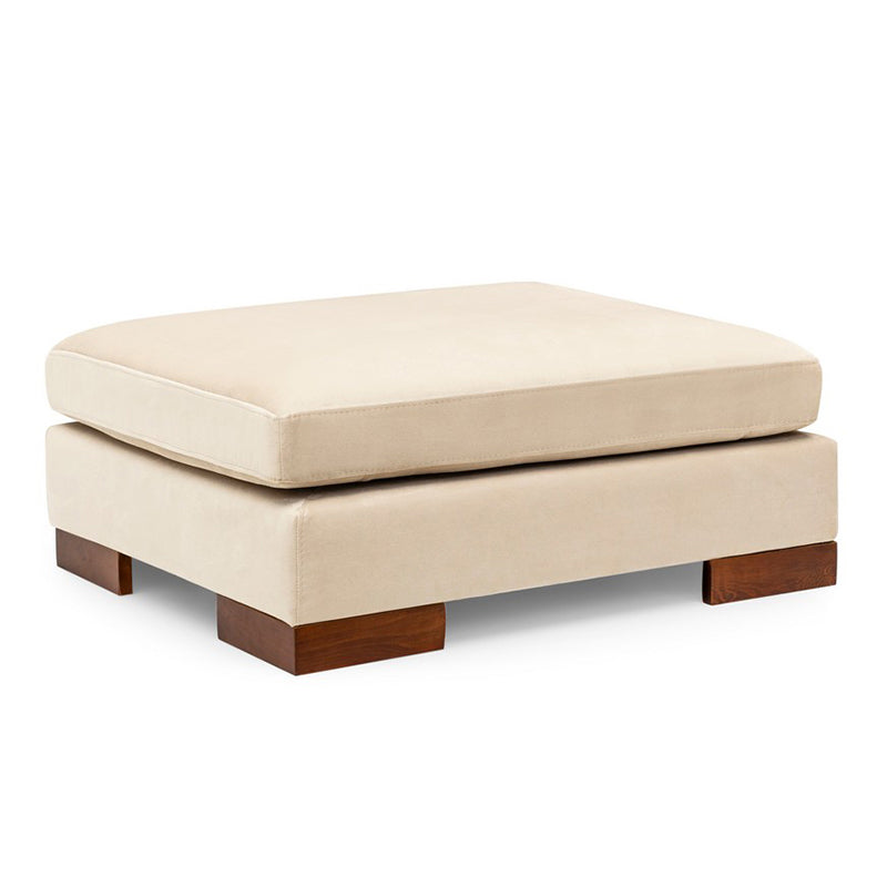 Corner sofa PWF-0506 pakoworld left corner with pouf fabric beige-walnut 313x193x80cm