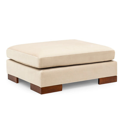 Corner sofa PWF-0506 pakoworld left corner with pouf fabric beige-walnut 313x193x80cm