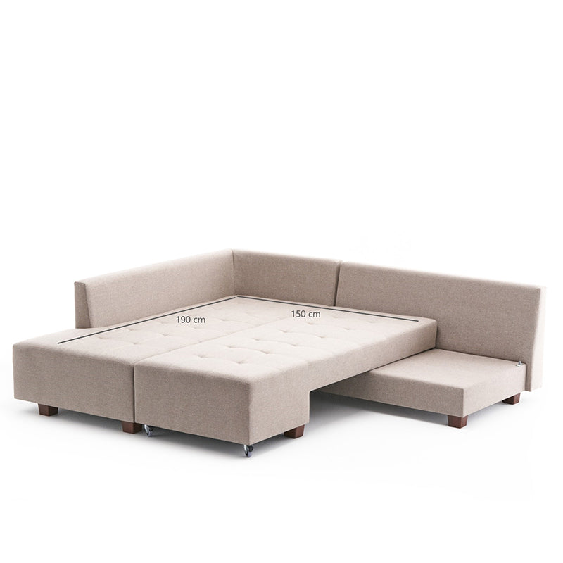 Corner sofa-bed PWF-0517 pakoworld right corner fabric cream-walnut 282x206x85cm