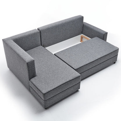 Corner sofa-bed PWF-0524 pakoworld right corner fabric dark gray-walnut 242x160x88cm