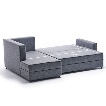 Corner sofa-bed PWF-0524 pakoworld right corner fabric dark gray-walnut 242x160x88cm