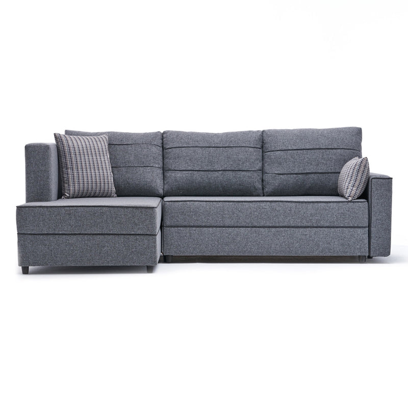 Corner sofa-bed PWF-0524 pakoworld right corner fabric dark gray-walnut 242x160x88cm