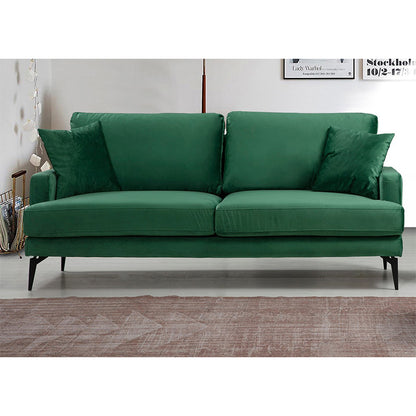 2-seater sofa Fortune pakoworld velvet green-black 175x90x88cm