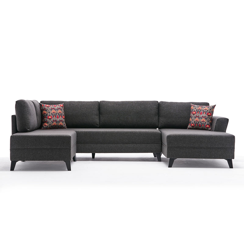 Versatile corner sofa-bed PWF-0536 pakoworld anthracite fabric 300x202x78cm