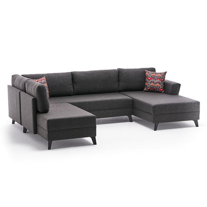 Versatile corner sofa-bed PWF-0536 pakoworld anthracite fabric 300x202x78cm