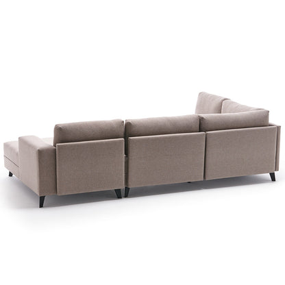 Versatile corner sofa-bed PWF-0536 pakoworld cream fabric 300x202x78cm