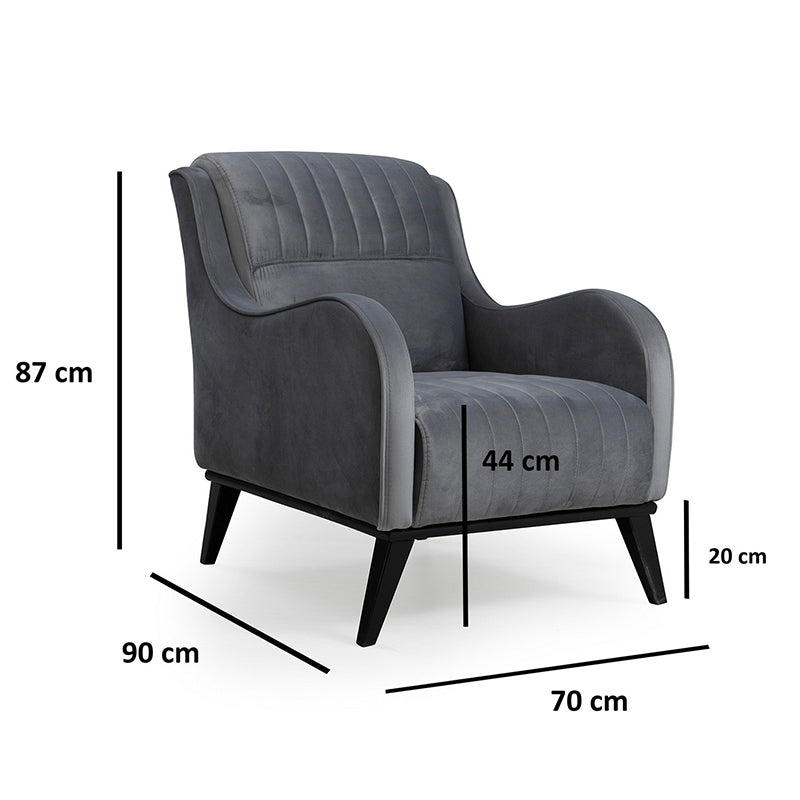 Armchair PWF-0515 pakoworld velvet anthracite-black 70x90x87cm