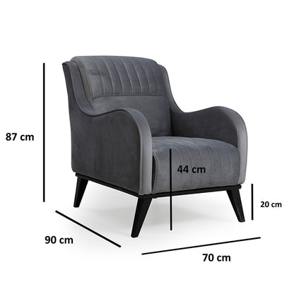 Armchair PWF-0515 pakoworld velvet anthracite-black 70x90x87cm