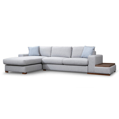 Corner sofa PWF-0537 pakoworld right corner fabric gray-walnut 332x194x85cm