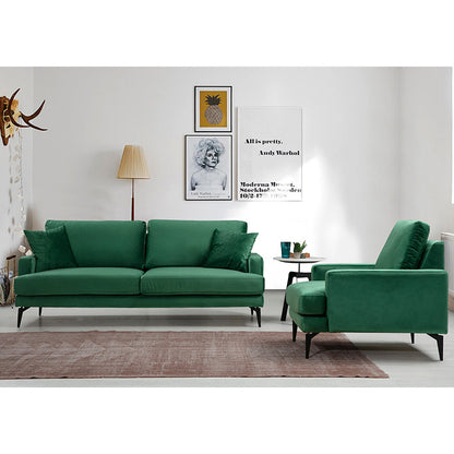 3-seater sofa Fortune pakoworld velvet green-black 205x90x88cm